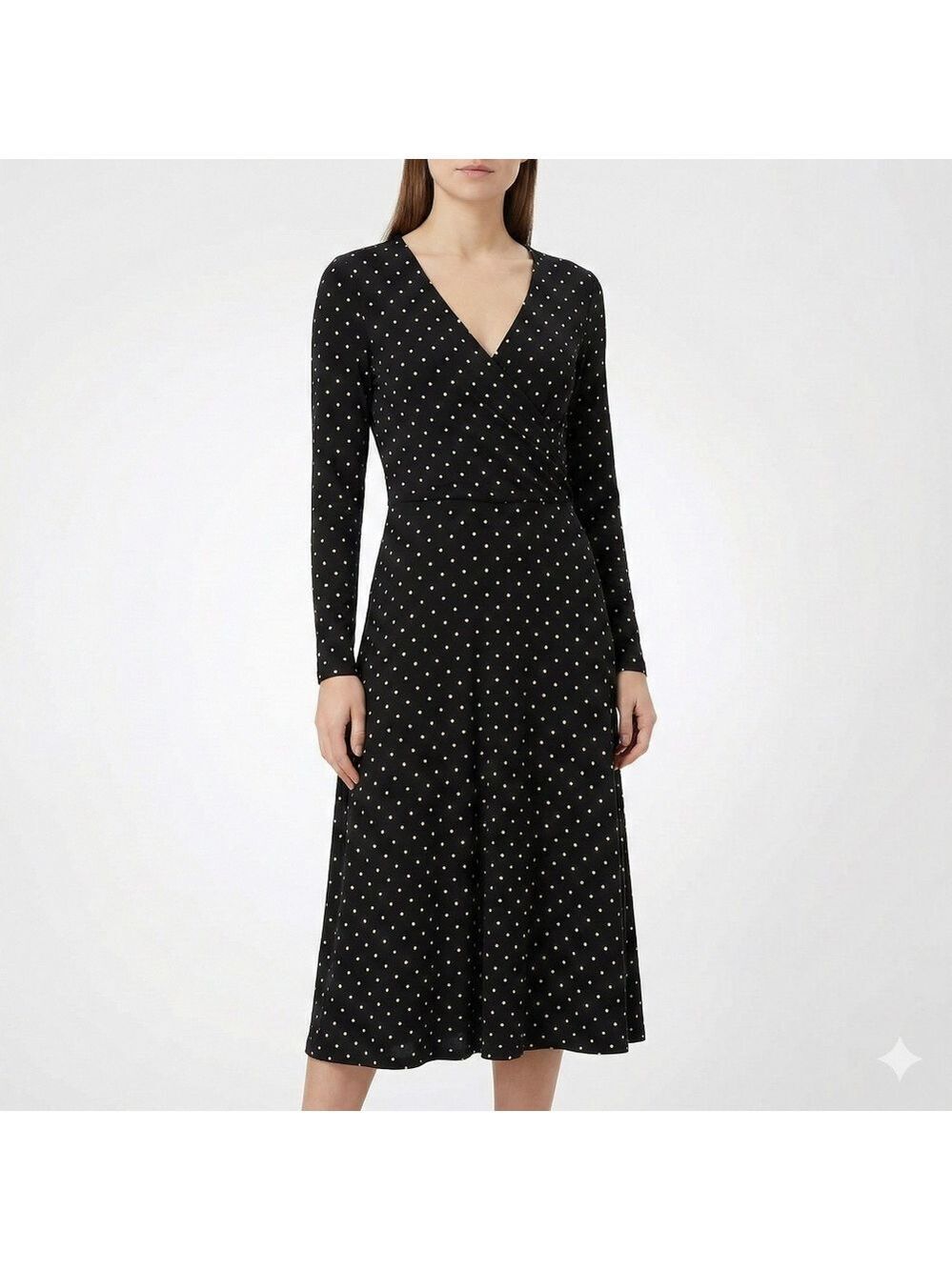 OLD NAVY Easy Care Rayon Blend Long Sleeve Polka Dot Dress Surplice Front Sz XLT